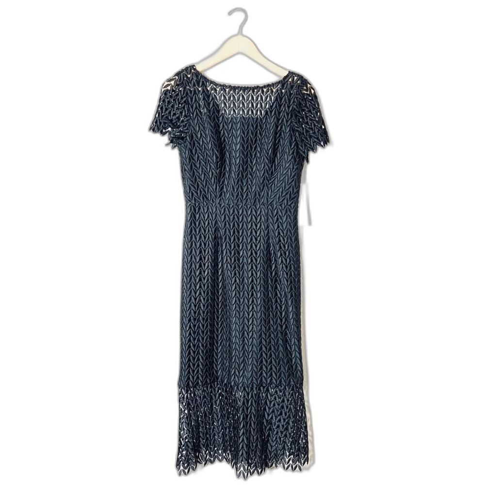 Kay Unger Tatum Floral Lace Midi Dress Black Classic Classy Old Money NWT Size 4 - Picture 5 of 15
